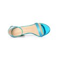 thumbnail image 4 of BLISSFUL STEP Women's Open Toe Ankle Strap Buckle Block Heels Glitter Sandals Blue 6, 4 of 7