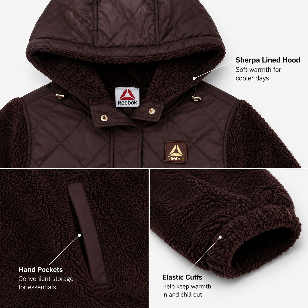 Veste en molleton à poils longs Reebok pour femmes