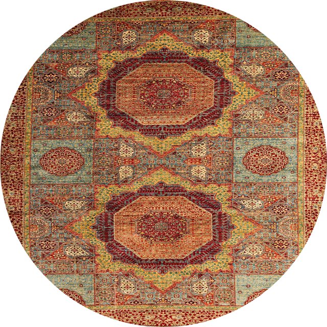 Ahgly Company Tapis d'Intérieur Ronds Abstraits Rouges Abstraits pour Aire, 8 Pieds Rond