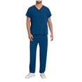 thumbnail image 2 of TIMIFIS Men and Women Scrub Set Stretch V-Neck Scrub Top and Drawstring Waist Joggers Pants Solid Color Comfort Fits Medicals Uniform with Pockets - Spring/Summer, 2 of 7
