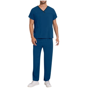 Cameland Ensemble de Sarraus pour Hommes Extensible, Haut de Sarrau à Col en V et Pantalon à Taille Élastique, Sarraus pour Hommes, Uniforme de Travail pour Hommes