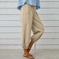 thumbnail image 4 of Yuyuzo Pantalon Capri Décontracté pour Femme à Taille Élastique, Couleur Unie, Bas Ajusté, Uni, 1, 4 of 7