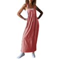 thumbnail image 4 of TrendOFT Combinaisons pour Femmes Décontractées d'Été Mode Amples Tendance à Encolure Carrée Sans Manches à Bretelles Combinaisons pour Femmes une Pièce Salopettes Rouge TTG, 4 of 5