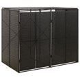 thumbnail image 1 of vidaXL Double Wheelie Bin Shed Black 140x80x117 cm Poly Rattan, 1 of 5