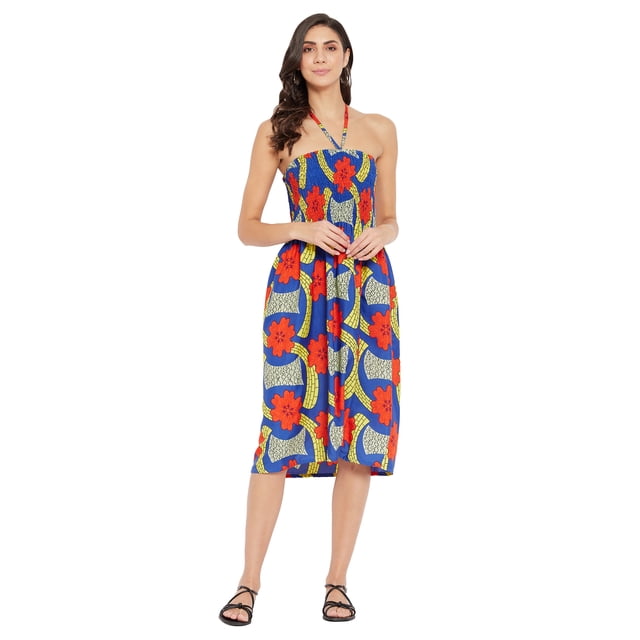 Oussum Robe Tube Courte pour Femmes Sans Manches, Robes d'Été, Bleu Royal