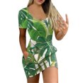 thumbnail image 2 of SMihono Robe d'Été Grande Taille pour Femmes Manches Courtes Mode Années 2023 Dégradé Fleurs Imprimé Taille Robe d'Été Col en V Mini Robe, 2 of 5