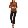 thumbnail image 2 of INSPIRE CHIC Women's Crochet Lace See Through Floral Ruffle Neck Blouse, 2 of 5