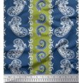 thumbnail image 1 of Soimoi Green Poly Georgette Fabric Stripe & Paisley Printed Fabric 1 Yard 42 Inch Wide, 1 of 3