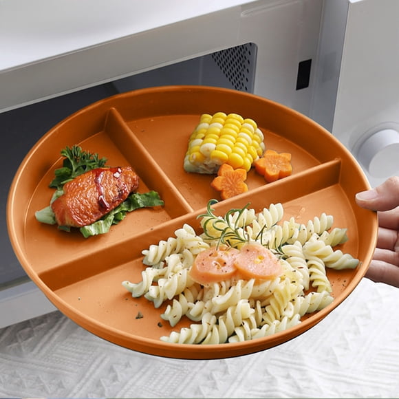 Shyuyusa Plateau de Service Rond à 3 Compartiments Compartimenté, Assiette Multifonction pour Collations, Fruits, Noix, Utilisation de Service sur Table de Cuisine