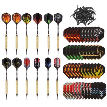 Unique Bargains Ensemble de Fléchettes à Pointe Souple - 12 Pcs Fléchettes en Plastique 100 Fléchettes Supplémentaires 42 Fléchettes pour Planche de Fléchettes Électroniques