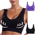 thumbnail image 2 of AherBiu 2pc Plus Size Sports Bras for Women Large Bust High Support Padded Bralettes Seamless Workout Underwear, 2 of 7