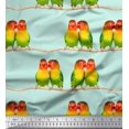 thumbnail image 1 of Soimoi Viscose Chiffon Fabric Branch & Colorful Parrot Bird Printed Fabric 1 Yard 42 Inch Wide, 1 of 3