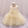 thumbnail image 4 of Robe d'Été pour Filles Bébé Sans Manches Nœud Papillon Robe de Danse Douce Robe de Fête Jaune 18-24 Mois, 4 of 5