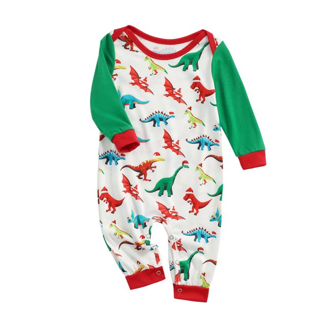 Honganda Christmas Family Pajamas Set, Dinosaur Print Tops+Trousers/Romper
