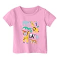 thumbnail image 1 of PMVFHDE T-Shirts Garçons Garçon et Fille Mode Décontractée Imprimé Col Rond Ample Manches Courtes T-Shirt Haut Rose, 1-2 Ans, 1 of 3