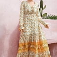 thumbnail image 4 of Robe Femme Mode Confortable Hiver Décontractée à Imprimé Floral à Manches Longues à Col en V, 4 of 9