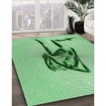 thumbnail image 3 of Ahgly Company Tapis Rond Lavable en Machine Intérieur Transitionnel Vert, 3 Pieds Rond, 3 of 7
