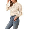 thumbnail image 4 of INSPIRE CHIC Chemise Boutonnée pour Femme à Petites Fleurs à Manches Longues Col en Pointe Haut de Bureau TP Blanc, 4 of 8