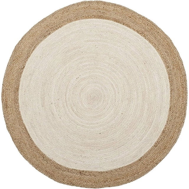 Natural Farmhouse Inner White Jute Round Rug Size 9 x 9 Feet ( 270 cm x 270 cm )