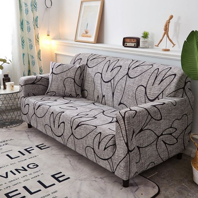 TFixol Housse Élastique pour Sofa 2 Places, Tissu Polyester Durable, Design Multicolore, Comprend une Taie d'Oreiller Gratuite, Guide d'Installation Facile, Bâtons de Mousse Inclus