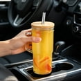 thumbnail image 4 of VVQ Glass Water Cup 24oz with Lid and Straw, 700ml Insulated Beverage Cup with Handle, Clear Glass Coffee Cups for Home Office, Borosilicate Glass Cold Drink Cups with Straw Brush for Women Men, 4 of 7