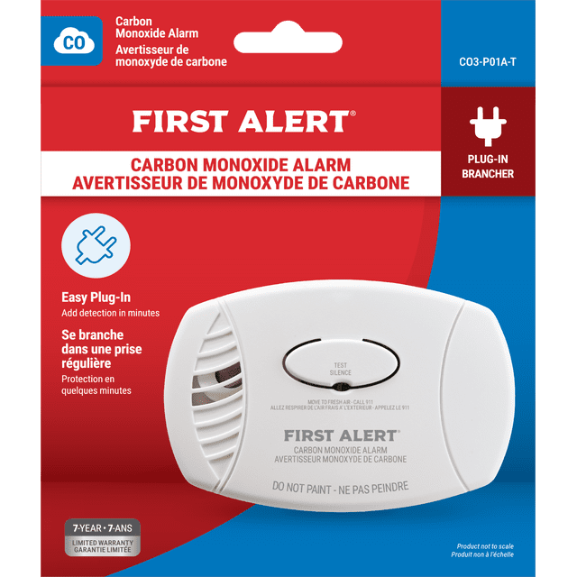 First Alert Plug in Carbon Monoxide Alarm with Battery Backup CO3-P01A-T