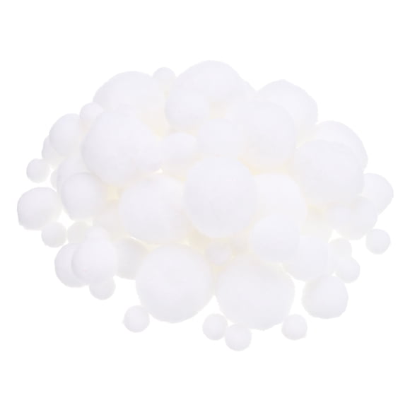 Uxcell Pompons de Tailles Assorties pour Bricolage, 130 Pcs Pompons, Blanc