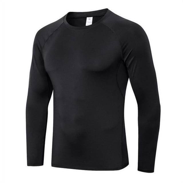 Mens Compression Shirt Tight-Fitting Sports Running Training Suit Breathable Wicking T-Shirts Mens Shirts