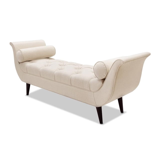 Alma Tufted Flared Arm Entryway Bench Cream Polyester