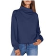 thumbnail image 1 of Timegard Chandail en Molleton pour Femmes Col Haut Manches Longues Pull Automne Hiver à Cordon Ample Confortable, 1 of 8