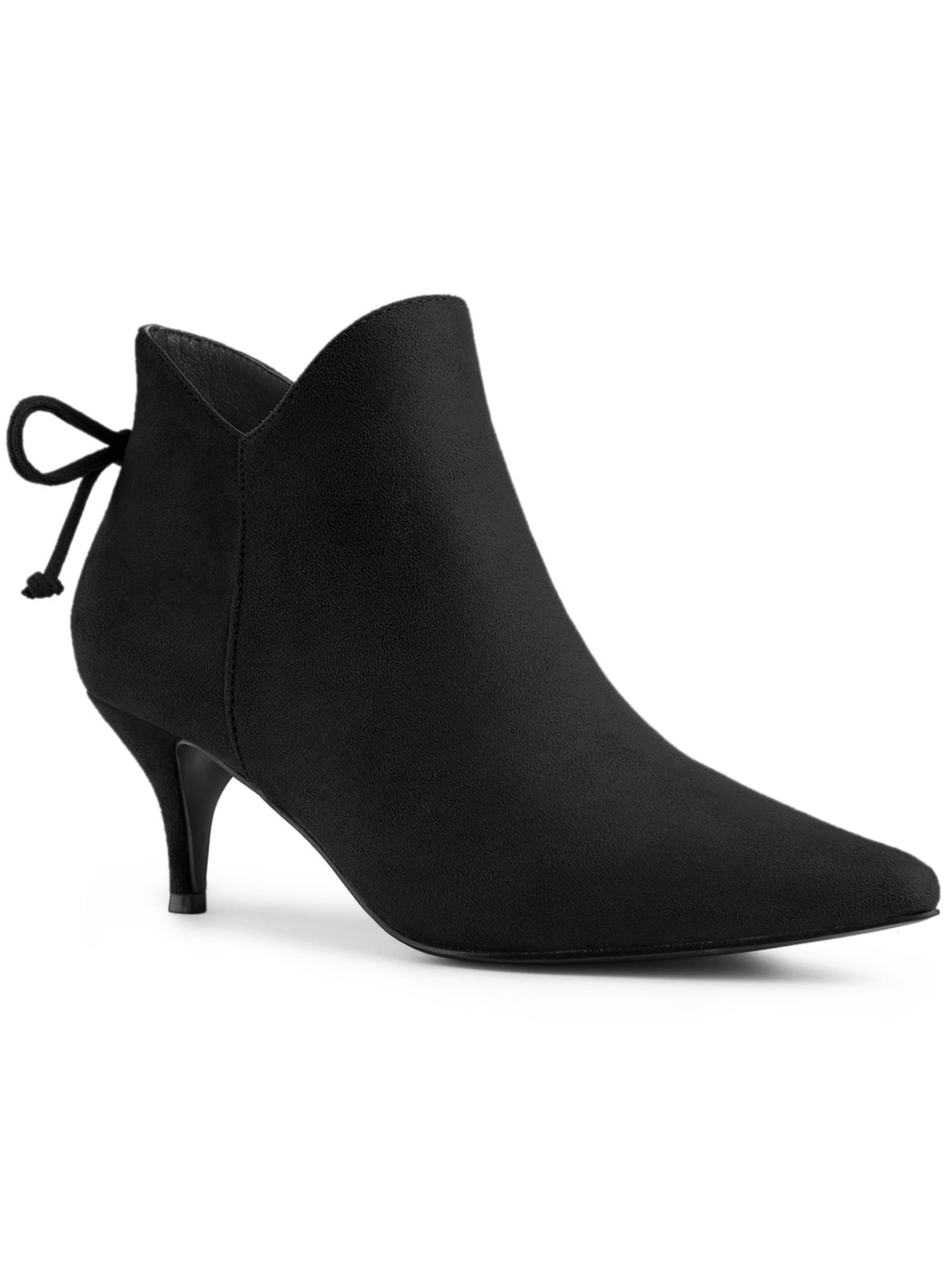 Unique Bargains Women's Pointy Toe Kitten Heel Ankle Booties