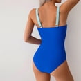 thumbnail image 4 of Moxiu Women's Tummy Control Push Up One-Piece Swimsuit Ruched Color Block Slimming Beach Swimwear Blue,S, 4 of 7