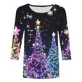 thumbnail image 4 of QIPOPIQ T-Shirts Décontractés pour Femmes à Manches 3/4 Col Rond Mignons Tuniques Hauts T-Shirts Basiques Blouses Coupe Ample Chandail à Enfiler Liquidation, 4 of 5