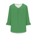 thumbnail image 5 of Timegard Plus Size Tops for Women V-Neck Ruched Ruffle 3/4 Sleeve Comfy Tee Shirts Casual Loose Tops, 5 of 5