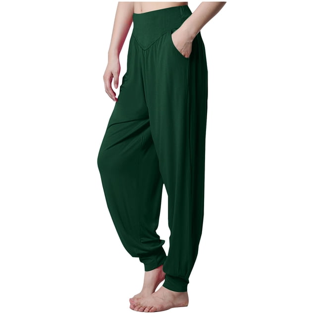 Dealovy Womens Yoga Pants High Waisted Baggy Comfy Solid Color Workout Running Gym Athletic Trousers with Pockets