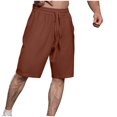 thumbnail image 3 of Diufon Men's Athletic Shorts Cotton Linen Drawstring Waisted Outdoor Sport Shorts Spring Summer Shorts with Pockets, 3 of 5