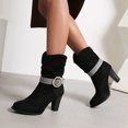 thumbnail image 4 of LSLJS Bottes de Mode pour Femmes Femmes Bout Rond High Heel Escarpins Talon Épais Bottes à Talon Moyen, Bottes Mi-Mollet pour Femmes, Bottes pour Femmes, 4 of 8