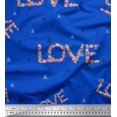 thumbnail image 1 of Soimoi Blue Georgette Viscose Fabric Triangle & Floral Love Text Printed Fabric 1 Yard 42 Inch Wide, 1 of 3