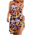 thumbnail image 2 of LOVZFMLL Dresses Women Casual Draw Back Printed Sleeveless Ruffle Lace-up Cold Shoulder Dress, 2 of 5
