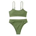 thumbnail image 1 of Women Two Piece Bathing Suits Ribbed Sports High Waisted Bikini Set Spaghetti Strap Swimsuit Tummy Control Swimwear, 1 of 4