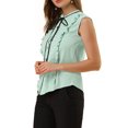 thumbnail image 4 of INSPIRE CHIC Women's Tie Neck Cap Sleeve Button Down Ruffle Summer Shirts, 4 of 6
