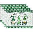 thumbnail image 1 of St Patricks Day Placemats Green Gnome Gold Coin Shamrock Placemats Set of 4 Buffalo Plaid Spring Holiday Linen Place Mats for Kitchen Dining Party Table Home Decoration Size 12x18 Inches, 1 of 1