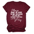 thumbnail image 1 of WEAIXIMIUNG T-Shirt à Col Rond à Manches Courtes pour Femmes de la Saint-Valentin, Veuillez Ne Pas Être Brut, avec Imprimé de Lettres, 1 of 3
