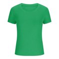 thumbnail image 4 of AherBiu Hauts Côtelés pour Femmes Été Col Ras du Cou Tricoté Manches Courtes Extensible Coupe Ajustée Hauts de Sortie T-Shirts Chemises, 4 of 5