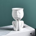 thumbnail image 4 of Human Think Face Ceramic Home Plants Flower Pot Vase Planter Tabletop Decoration, 4 of 10