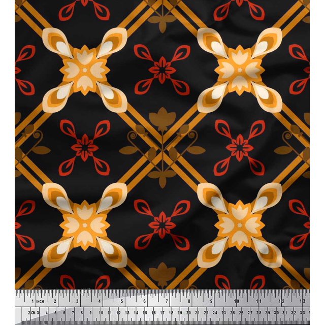 Soimoi Poly Georgette Fabric Argyle Check Print Fabric by the Yard 42 Inch Wide