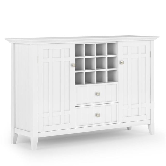 Bedford Wood 54" Transitional Sideboard Buffet and Wine Rack in White