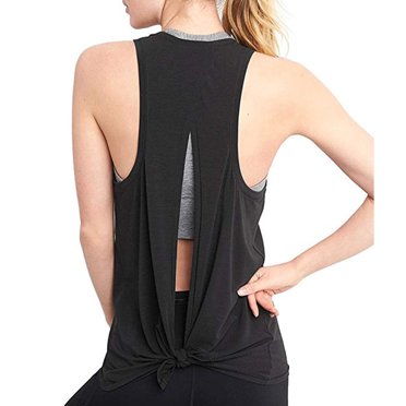 EGNMCR Tank Tops for Women Women Open Back Sport Yoga Shirts Tie Workout Racerback Tank Tops