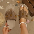 thumbnail image 2 of Xfvqtps Tongs pour Femmes Boho Perles Pompon Franges Sandales à Enfiler Plates Été Confort Plage Décontracté Extérieur, 2 of 9