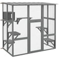 thumbnail image 1 of PawHut Catio Maison Extérieure pour Chat Enclos en Bois pour Chat avec Pont, Boîte de Repos, 1 of 10